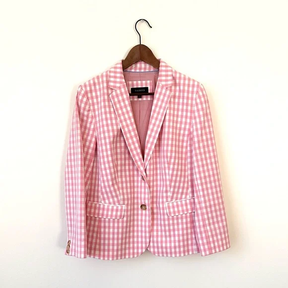 Talbots Pink & White Gingham Blazer - Size 12 - Picture 2 of 10